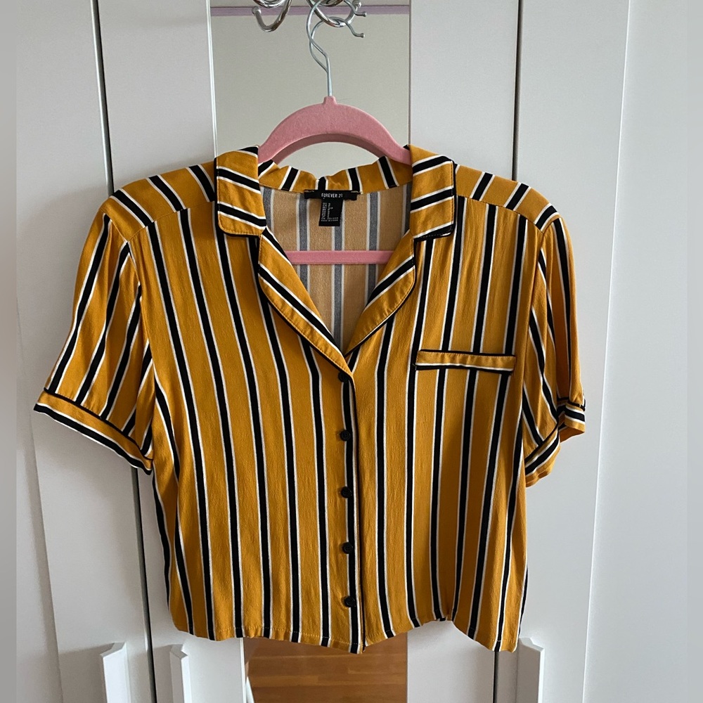 Forever21 Cropped Bowling Shirt